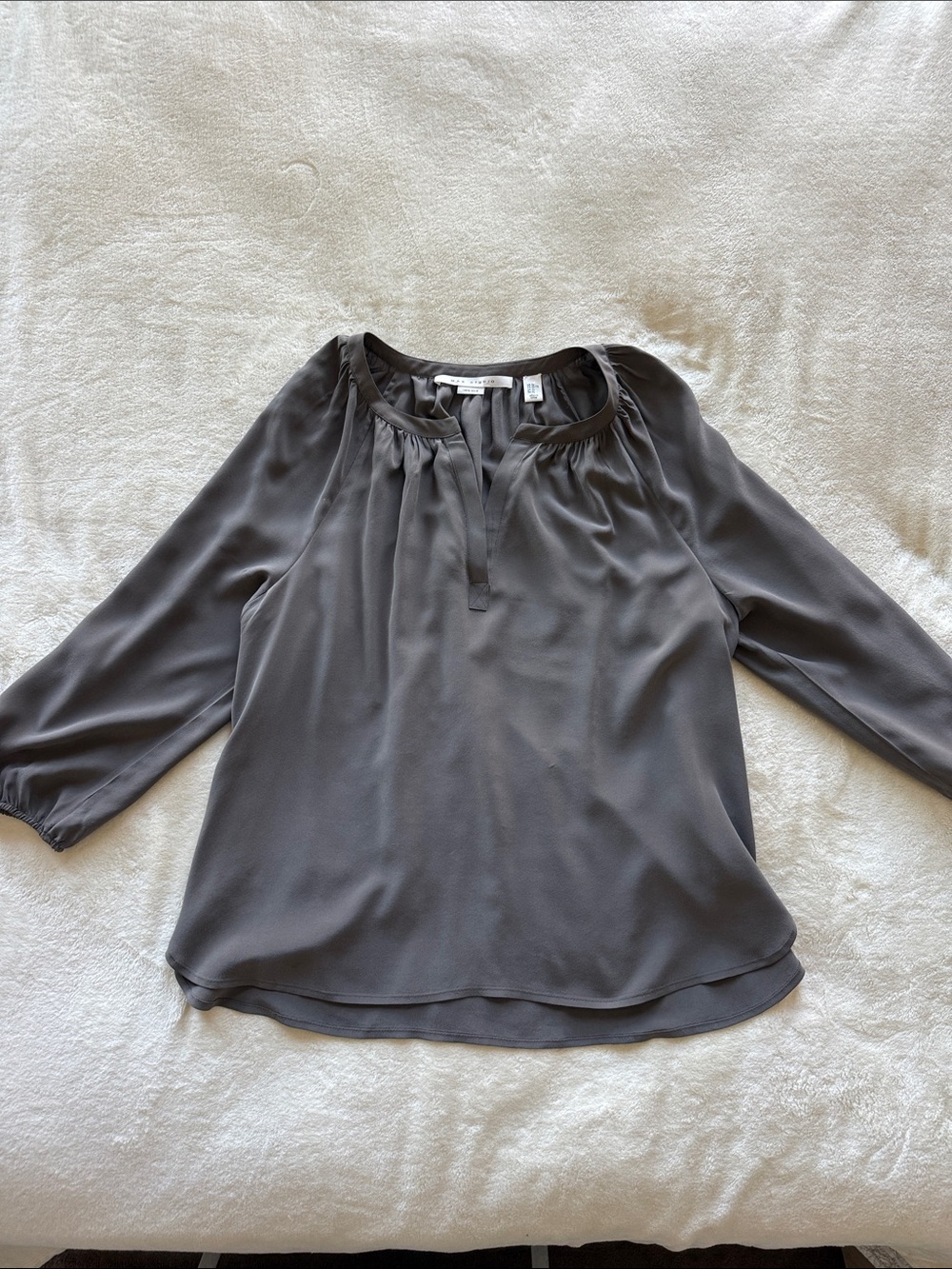 Max Studio Taupe Silk Tunic - Picture 4 of 5